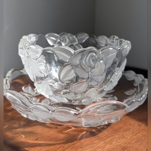 Crystal Bowl and Plate for Serving Candies, Dips, Treat or Trinkets